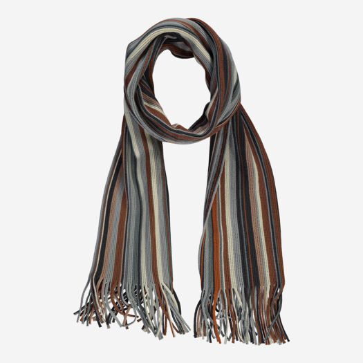 Brown Stripe Pattern Knit Scarf - Image 1 - please select to enlarge image