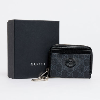 Black Monogram Card Case With Clip  - Image 1 - please select to enlarge image
