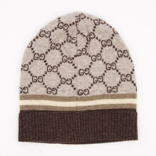 Brown Wool Monogram Logo Beanie