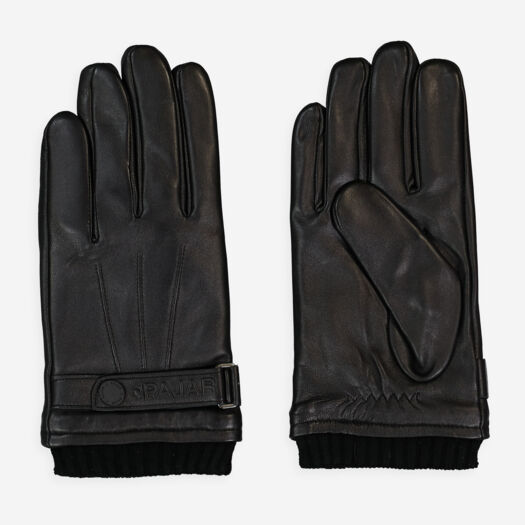 Black Logo Leather Gloves - Image 1 - please select to enlarge image