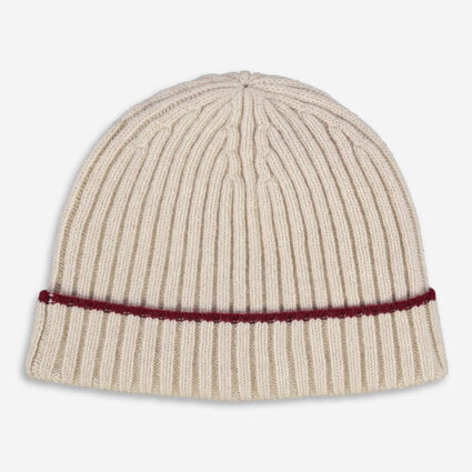 Beige Wool Blend Ribbed Beanie Hat - Image 1 - please select to enlarge image