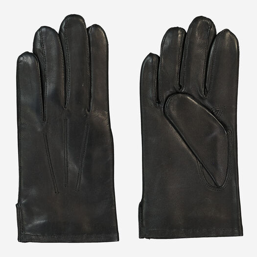 Black Leather Stripe Detail Gloves  - Image 1 - please select to enlarge image