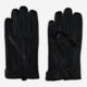 Black Fleece Faux Leather Gloves - Image 1 - please select to enlarge image