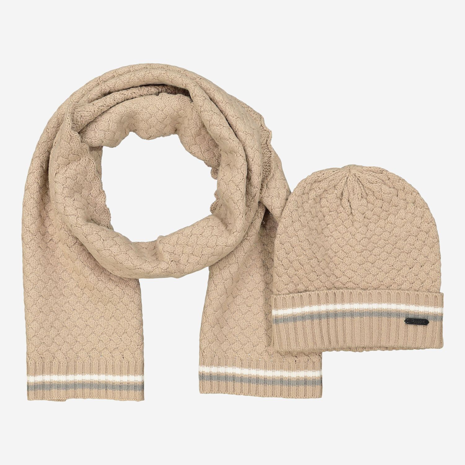 Camel Brown Knit Beanie Scarf Set TK Maxx UK