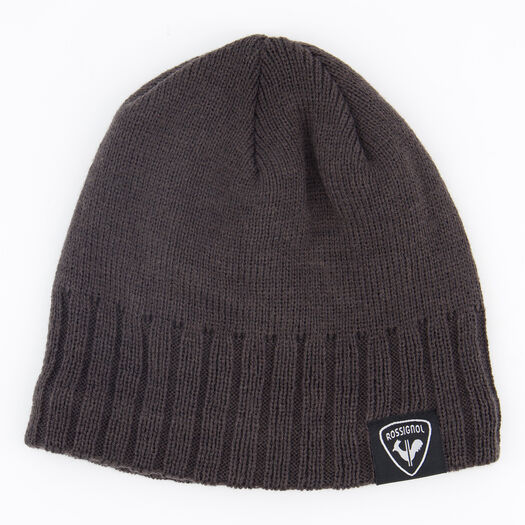 Charcoal Solid Partial Rib Beanie Hat - Image 1 - please select to enlarge image
