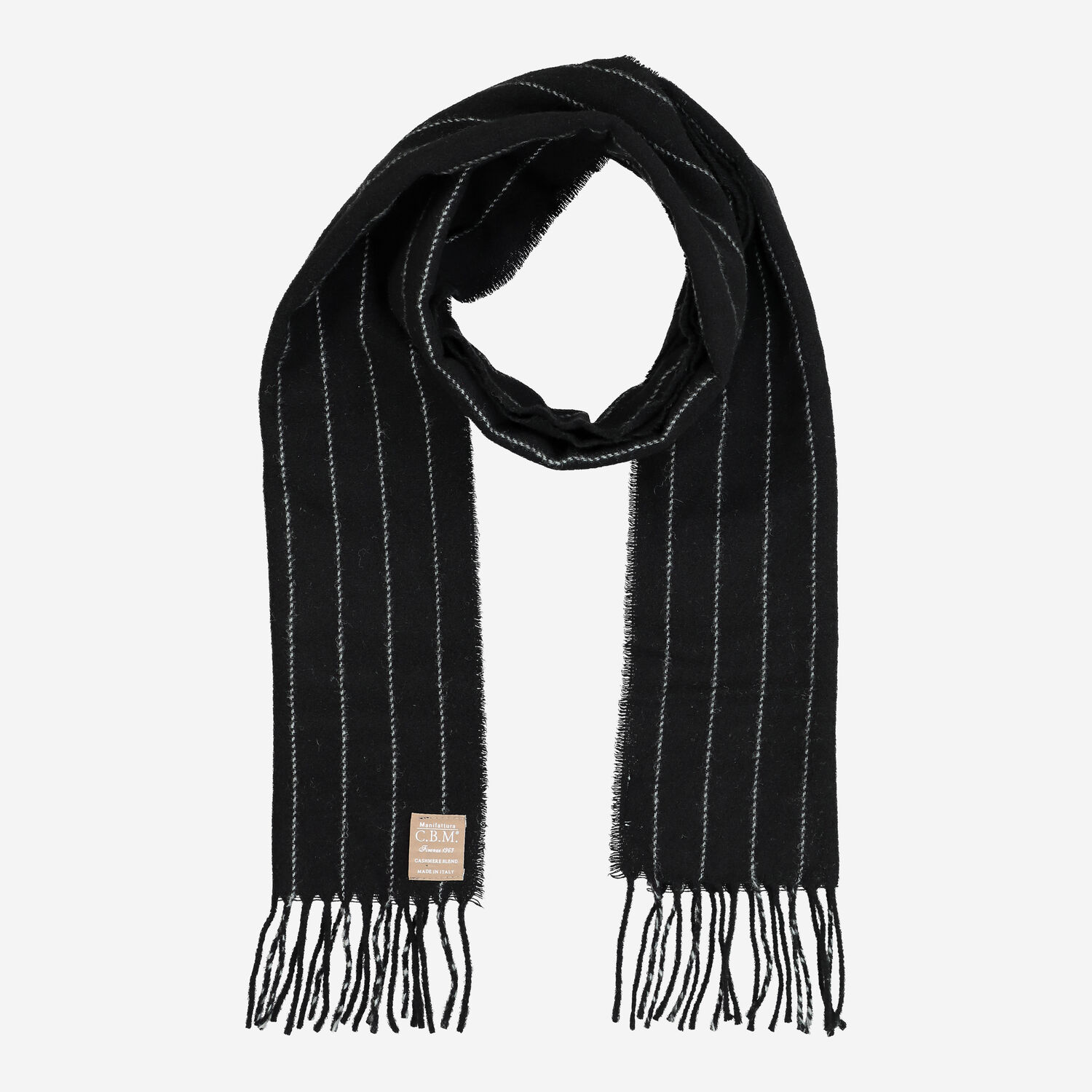 Black Stripe Wool Blend Scarf 180x24cm TK Maxx UK