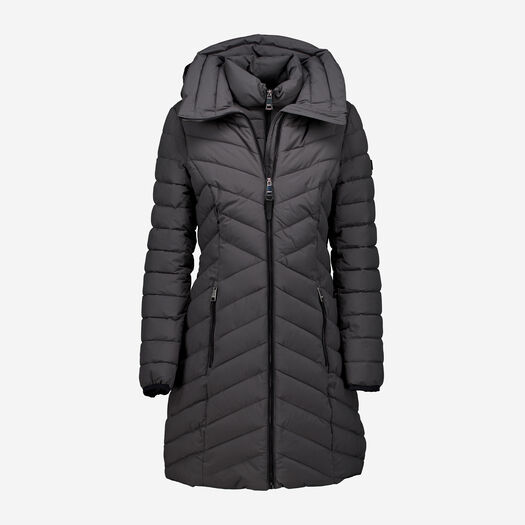 Grey Chevron Illusion Longline Puffer Jacket - Image 1 - please select to enlarge image