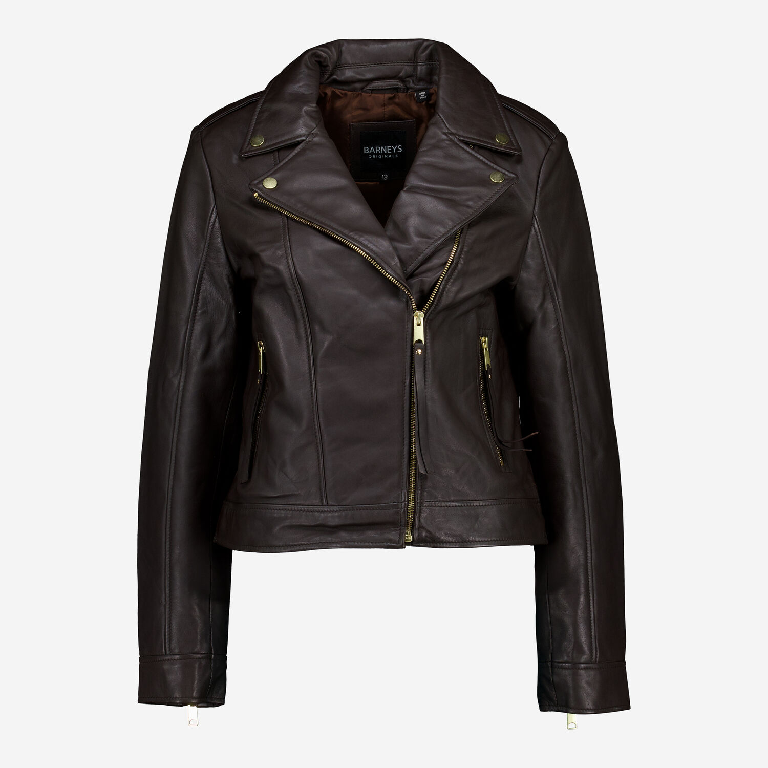 Barneys Originals Leather Jacket Plus Size Uk Barney's Originals Beppe Leather Jacket With Ribbed Detail ASOS