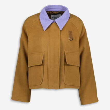 Brown & Purple Collar Bomber Jacket  - Image 1 - please select to enlarge image