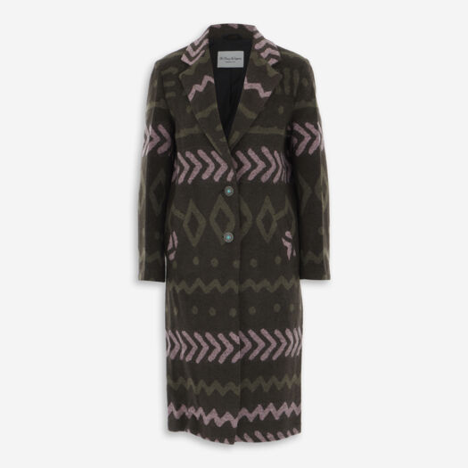 Green Patterned Trench Coat - Image 1 - please select to enlarge image