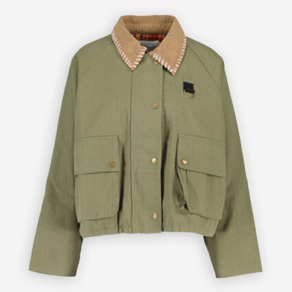 Green Contrast Collar Shacket - Image 1 - please select to enlarge image