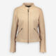 Cream Leather Biker Jacket  - Image 1 - please select to enlarge image