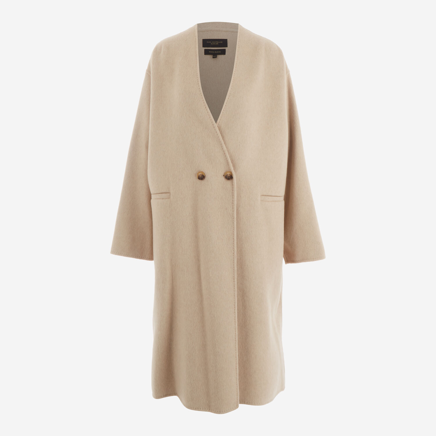 Beige Collarless Wool Blend Coat TK Maxx UK