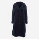 Navy Blue Faux Fur Borg Longline Coat - Image 1 - please select to enlarge image
