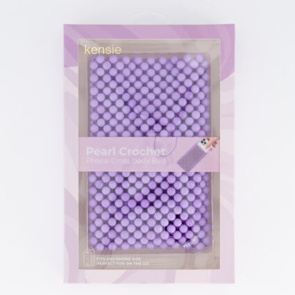 Purple Pearl Crochet Cross Body Phone Bag - Image 1 - please select to enlarge image