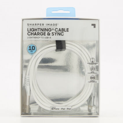 White Lightning To USB A Charge & Sync Cable 305cm - Image 1 - please select to enlarge image
