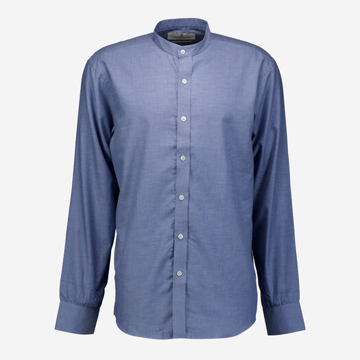 Blue Tab Collar Shirt Made In UK - Image 1 - please select to enlarge image