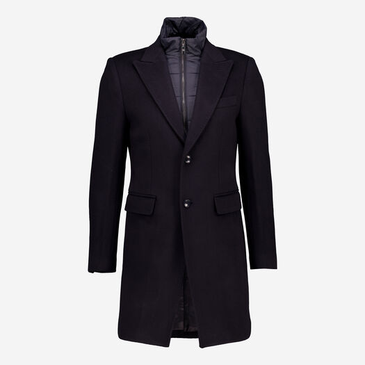 Richard James London Navy Wool Blend Overcoat