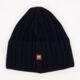 Black Branded Knitted Beanie  - Image 1 - please select to enlarge image