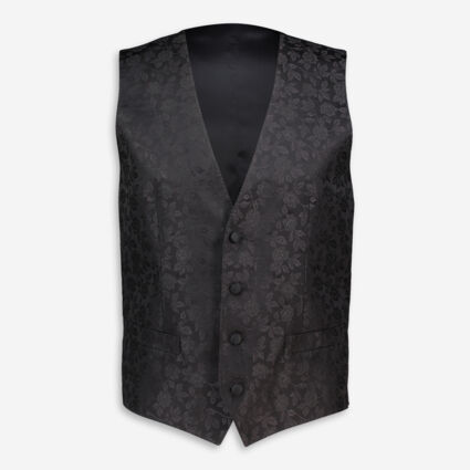 Black Floral Silk Waistcoat - Image 1 - please select to enlarge image