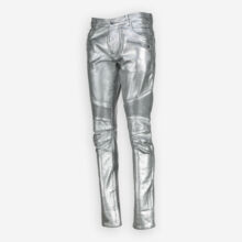 Silver Tone Ribbed Slim Jeans