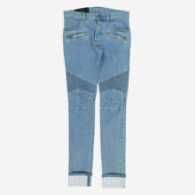 Blue Knee Ribbed Slim Jeans