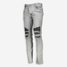 Grey Acid Wash Slim Distressed Jeans