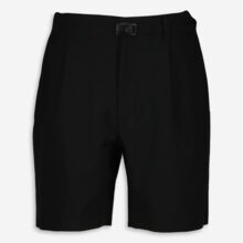 Black Pleated Belt Shorts