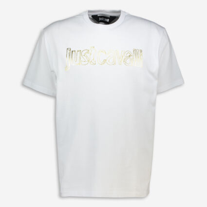 White & Gold Logo T Shirt - Image 1 - please select to enlarge image