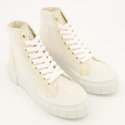 Taupe Woven Jute Trainers  - Image 1 - please select to enlarge image