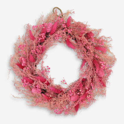 Pink Dried Flower Wreath 35x35cm - Image 1 - please select to enlarge image