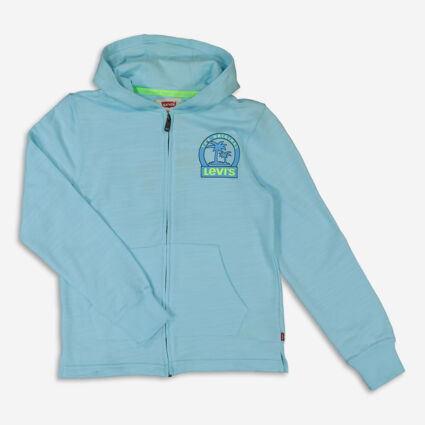 Blue Palm Graphic Zip Hoodie - Image 1 - please select to enlarge image