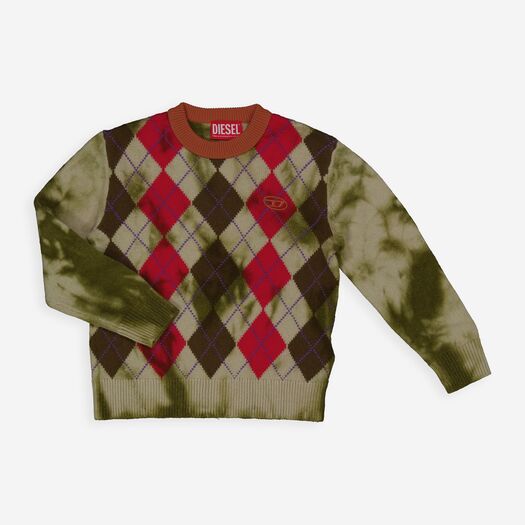 Grün-roter Pullover aus Wollmischung - Bild 1 - bitte auswählen, um das Bild zu vergrößern