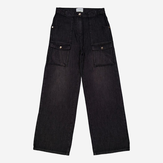 Schwarze Cargo Jeans mit Taschen - Bild 1 - bitte auswählen, um das Bild zu vergrößern