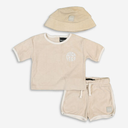 Three Piece Beige Towelling Set - Image 1 - please select to enlarge image