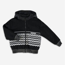 Black & White Zig Zag Wool Bomber Jacket