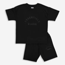 Two Piece Black T Shirt & Jersey Shorts