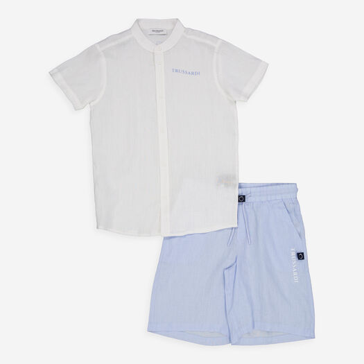 White & Blue Shirt Set - Image 1 - please select to enlarge image