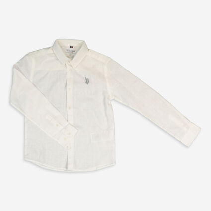 White Linen Blend Relaxed Shirt - Image 1 - please select to enlarge image