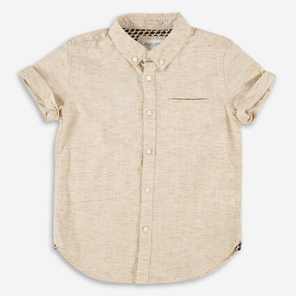 Beige Melange Short Sleeve Shirt - Image 1 - please select to enlarge image