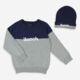 Navy & Grey Logo Knit Jumper & Hat  - Image 1 - please select to enlarge image