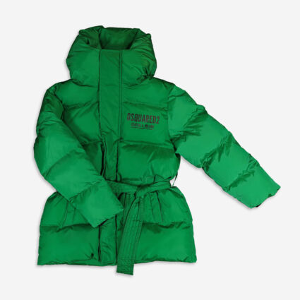 Green Belted Puffer Coat  - Image 1 - please select to enlarge image