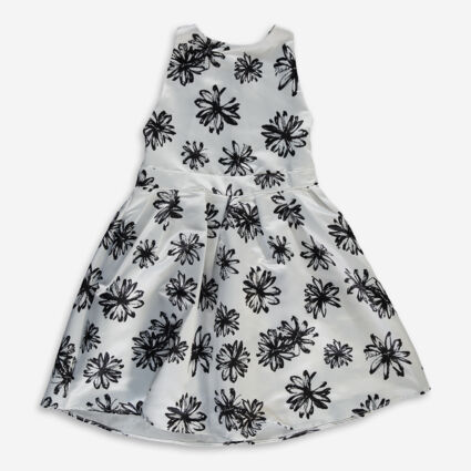 White & Black Patterned Day Dress - Image 1 - please select to enlarge image