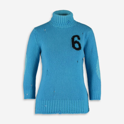 Blue Roll Neck Wool Jumper - Image 1 - please select to enlarge image