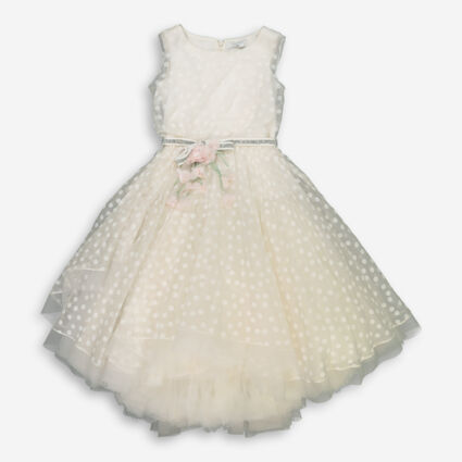 White Bouffant Dotty Silk Dress - Image 1 - please select to enlarge image
