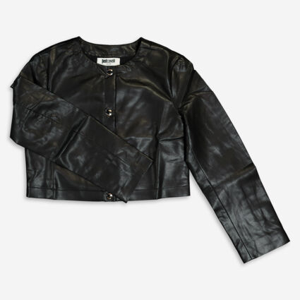 Black Crop Buttoned Jacket - Image 1 - please select to enlarge image