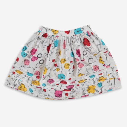 White Floral Sketch Skirt - Image 1 - please select to enlarge image