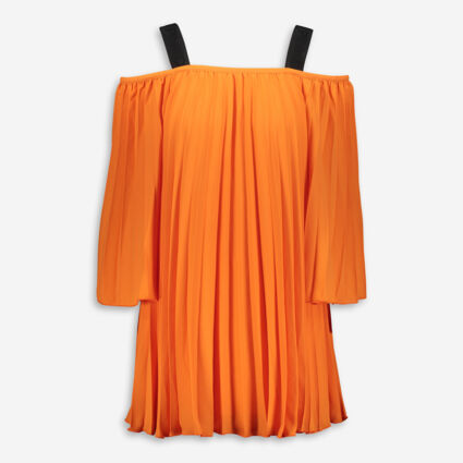 Orange Pleat Dress  - Image 1 - please select to enlarge image
