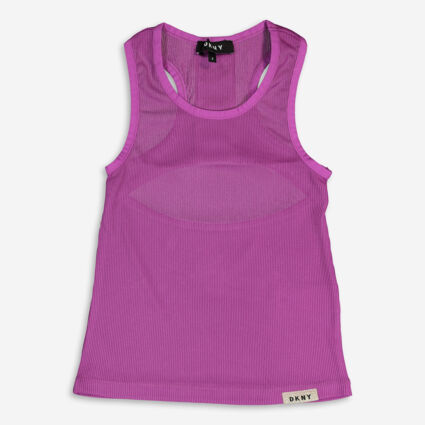 Purple Ribbed Cut Out Back Top - Image 1 - please select to enlarge image