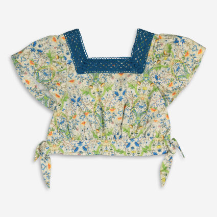 Blue Floral Crop Top  - Image 1 - please select to enlarge image